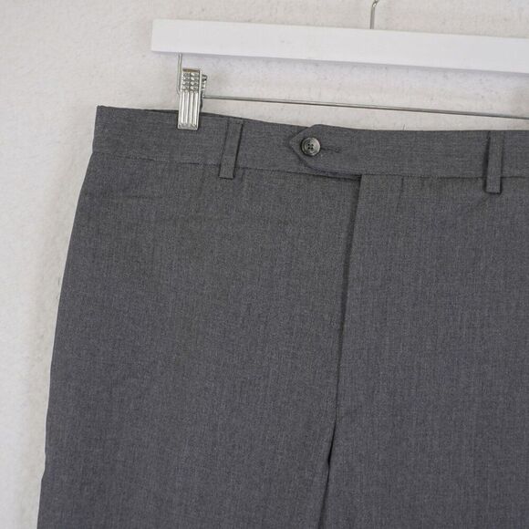 Jos A Bank Signature Wool Gray Dress Pants 34/36 Mid Rise Flat Front Lined Parti - Picture 2 of 7